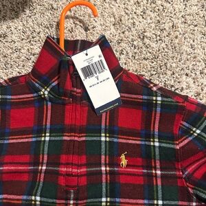 Kids polo fleece, plaid